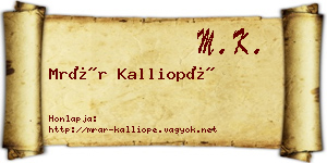 Mrár Kalliopé névjegykártya